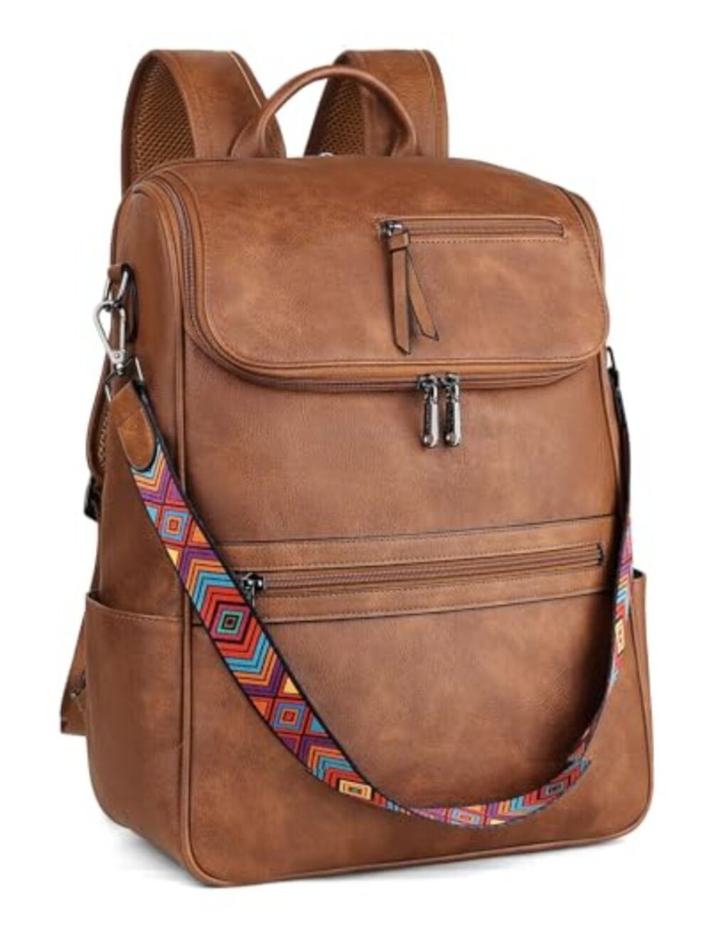 Faux Leather Laptop Backpack Travel Work Fits 15.6"